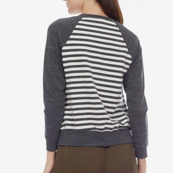 Tart Zip Up Sweatshirt Jacket Wrap Side Zip StripeGrey White Women's Small S - Picture 3 of 11